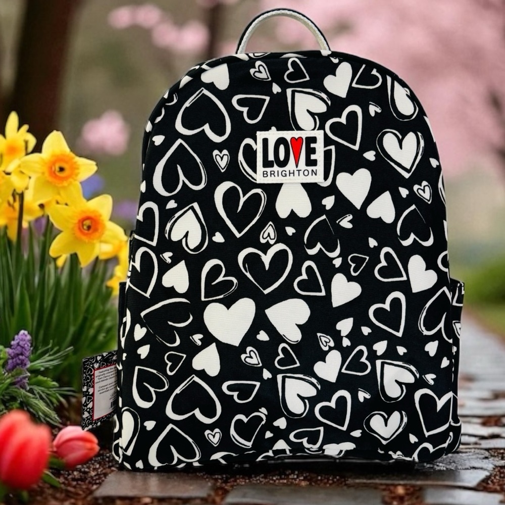 NEW BRIGHTON Endless Love Black white Hearts Women’s Backpack - Picture 14 of 16